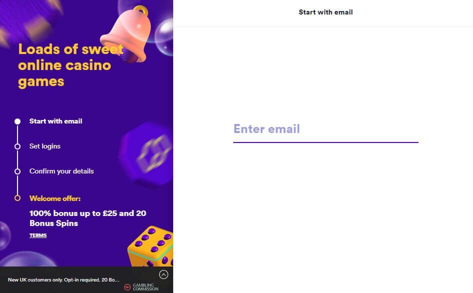 Casumo register form