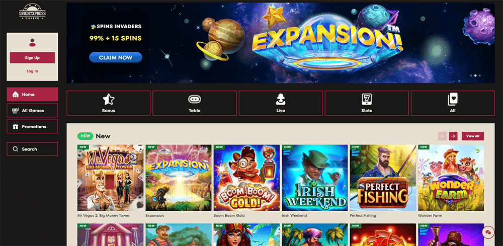 Orientxpress Casino main page