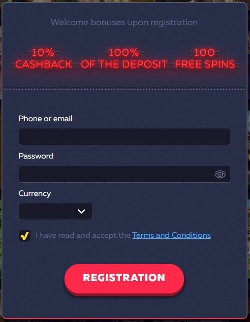 Vavada Casino register form