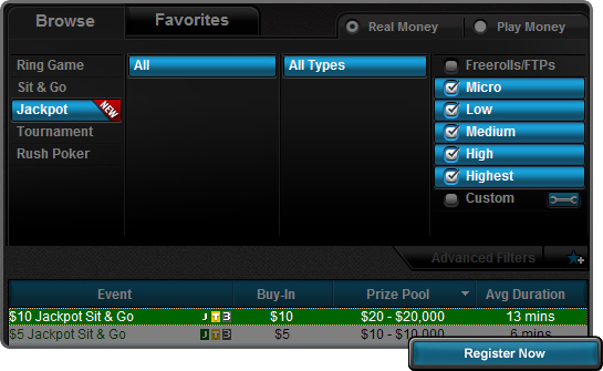 Jackpot Sit-n-go on Full Tilt Jackpot Sit-n-go on Full Tilt