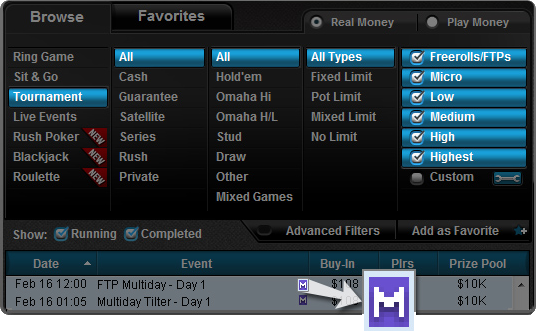 Multi-day tournaments on Full Tilt