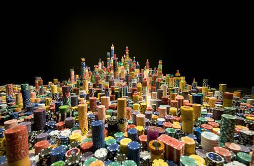 Buildings of chips and playing cards