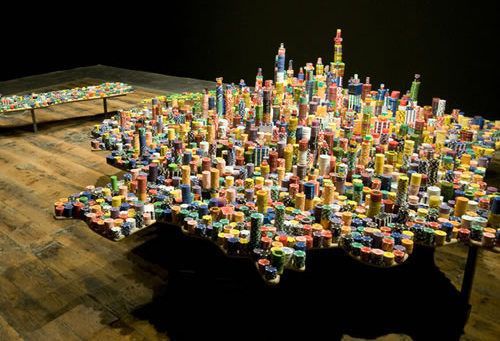 Buildings of chips and playing cards