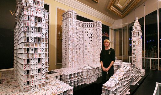 Buildings of chips and playing cards