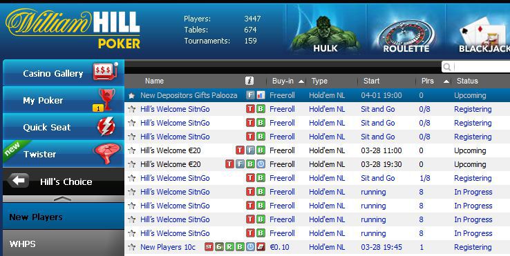 New depositors Gift Palooza Freerolls from William Hill New depositors Gift Palooza Freerolls from William Hill