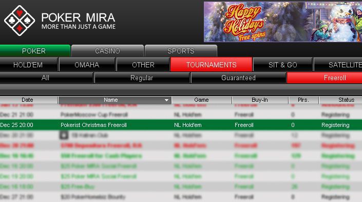 X-mas Poker MIRA freeroll specially for our players