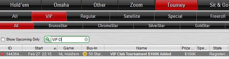 VIP Club Tournament $100k Added at PokerStars