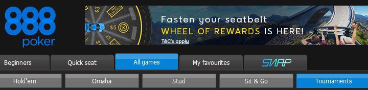 What to do In case The Wheel of rewards doesn't automatically appear when you enter 888Poker
