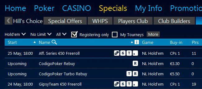 Aff Series €50 Freeroll at William Hill Poker lobby Aff Series €50 Freeroll at William Hill Poker lobby