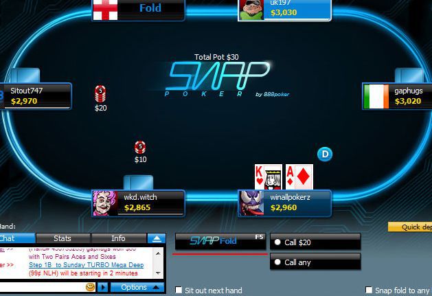 Snap fold at fast poker from 888poker Snap fold at fast poker from 888poker