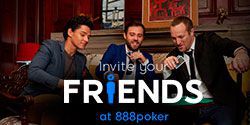 888 Poker: invite a friend and get a bonus package
