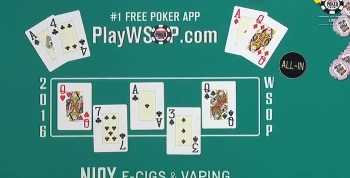 WSOP 2016 Main Event AQ vs A4
