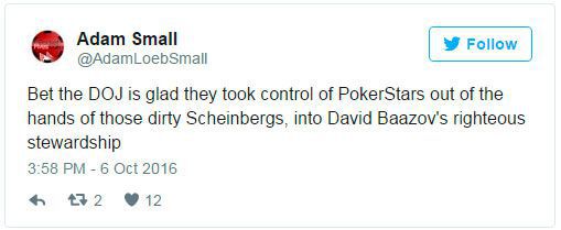 Adam Small's twitter post