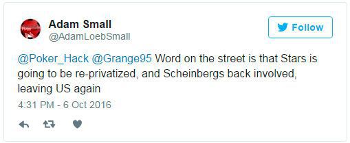 Adam Small's twitter post - 2